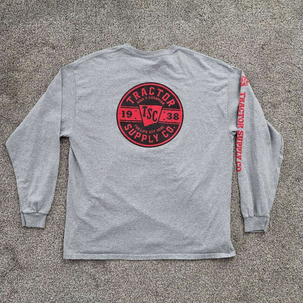 Men's Grey Tractor Supply Long Sleeve T-shirt X-Large
